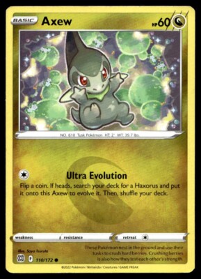 Axew 110/172 Pokemon Card Brilliant Stars Common 60 HP Lightly Played M55