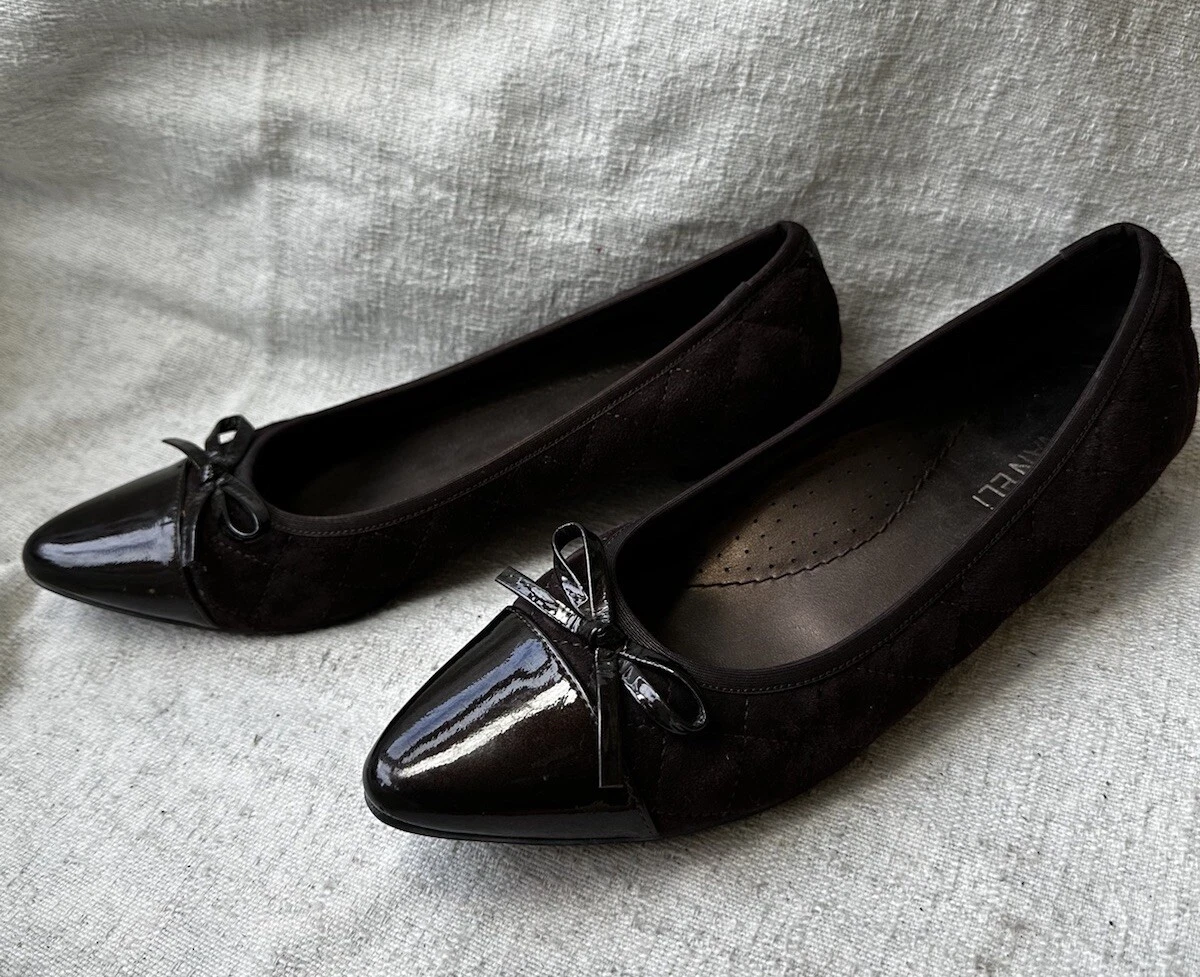 VANS Flats da donna marrone trapuntato camoscio patentato taglia 9M usati