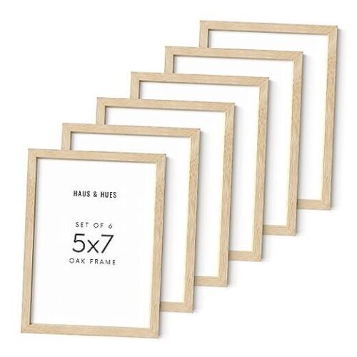 Picture Frameches, Beige Oak, Set of Natural Wood Picture Frames for 5x7 in 6