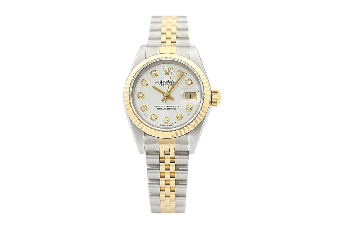 Rolex Ladies Datejust 69173 18K Yellow Gold & Steel Silver Diamond