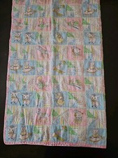 Vintage Homemade Infant Baby Quilt Crib Blanket Nursery Rhymes Humpty Train