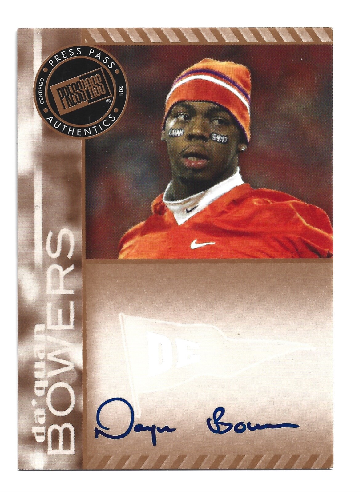 Da'Quan Bowers Press Pass Autographs #PPSDB Base