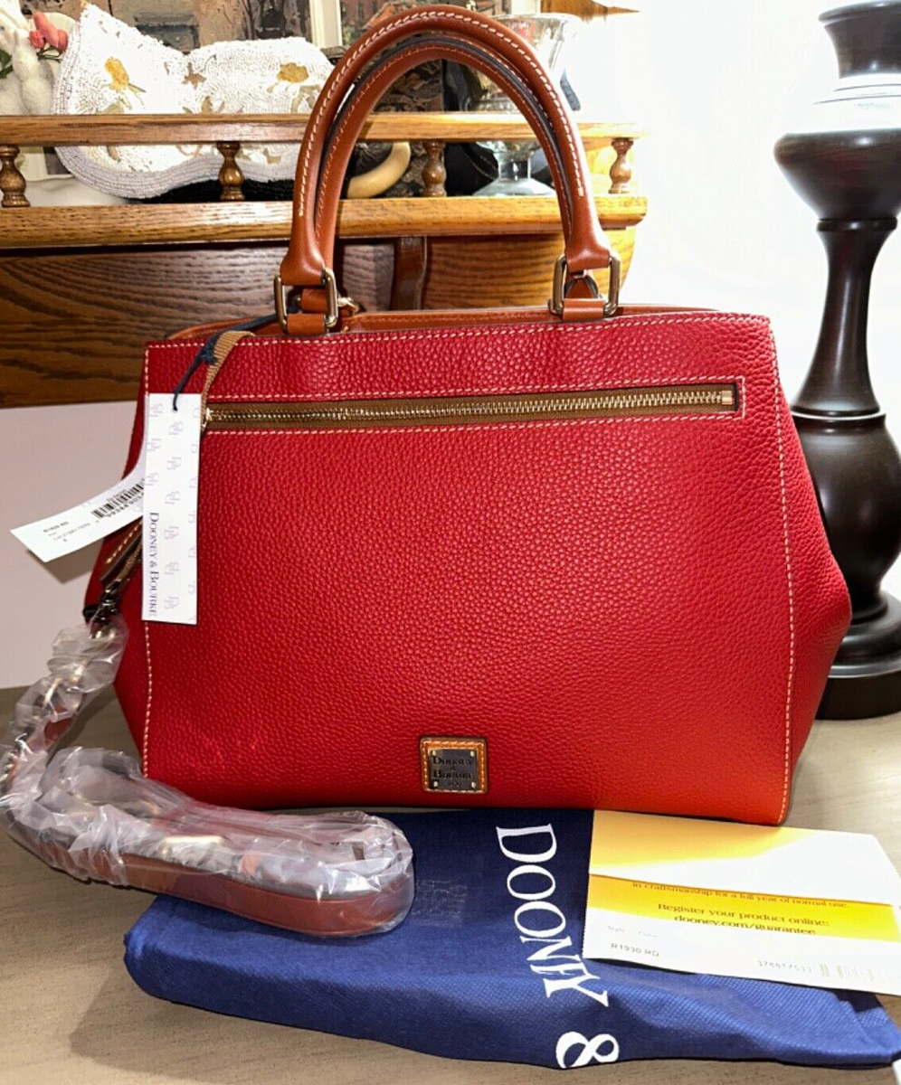 NWT DOONEY BOURKE Pebble Grain leather Zip Satchel bag purse Red