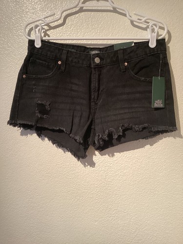 WILD FABLE women's denim NWT cut off shorts size 6 black distressed low rise - 第 1/13 張圖片