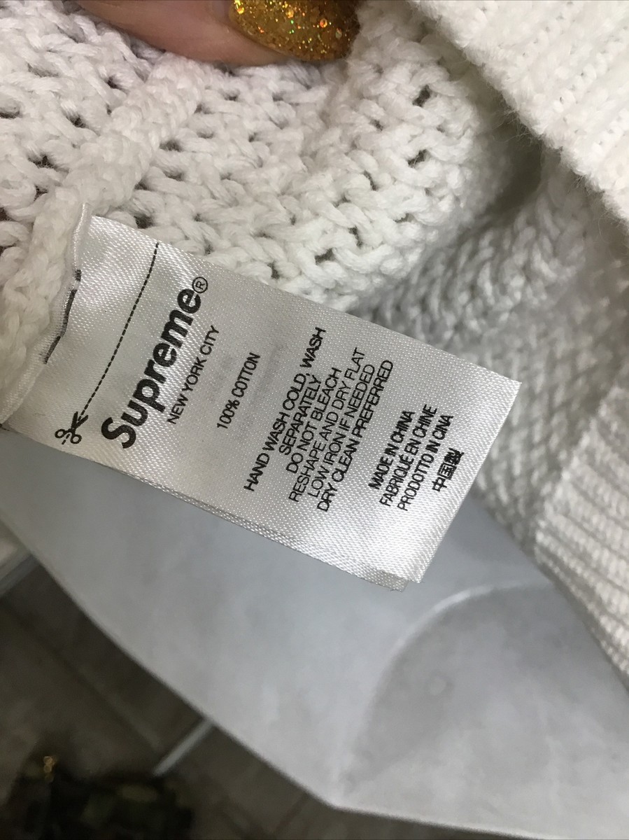 Supreme Sweater Crewneck Men's White waffle Knit Long Sleeve Supreme Sweater Crewneck Men's White waffle Knit Long Sleeve