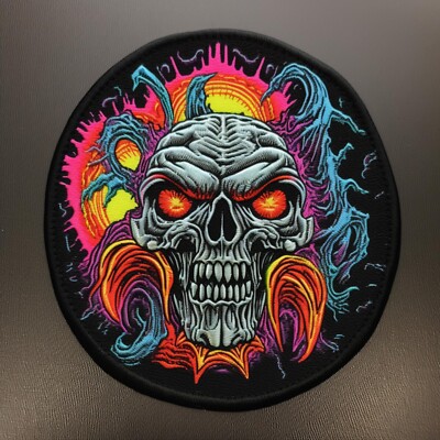 Skeleton Patch Iron-on Applique for Clothing Glowing Eyes, Alien