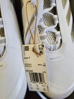 adidas Men\'s Icon 7 BOOST Silver & White Baseball Cleats Size 12.5 12 1/2 adidas Men main image 2