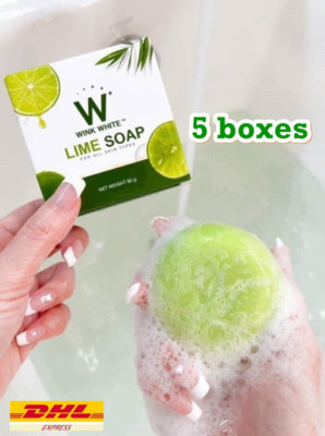 5x Wink White Lime Soap Whitening ReBoot Skin Super Lightening Face & Body 80g