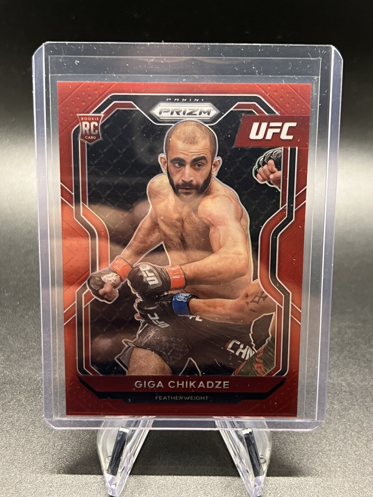 2021 Panini UFC Prizm Giga Chikadze RC Rookie Card #72 Red Prizm Parallel 45/275