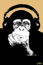 HEADPHONES MONKEY POSTER STEEZ - RARE NEW 24X36