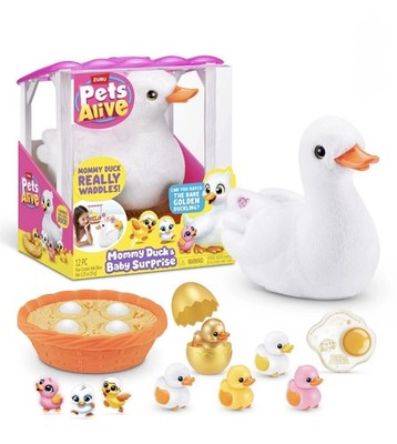 NEW Zuru Pets Alive Mama Duck & Baby Surprise Interactive Waddling Plush Toy