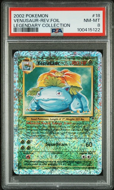 2002 POKEMON LEGENDARY COLLECTION #18 VENUSAUR-REVERSE FOIL PSA 8