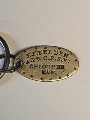 Vintage C.R.R.R. RR Messinganhänger E.E. Belden Agent Chicopee Mass Railroadiana Ausweis