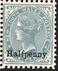 NEW SOUTH WALES QV 1891 1/2P ON 1P MARGINL MINT BLOCK-4 SC#A17A/92/GRAY/CRWN NSW — photo 3