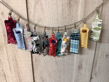 Handmade Fabric Multicolor Lip Balm Holder Ke...