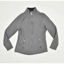 Spyder Women Full Zip Sweater Jacket Solid Polyester Gray Pockets Size M