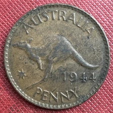 Australia 1944 Bronze 1 Penny. George VI. WWII Era. KM# 36