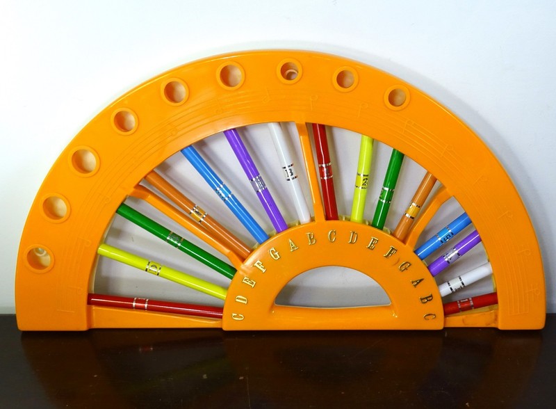 Vintage Children Deluxe Fan Shape Xylopipe Resonator Metal Pipe Music Instrument