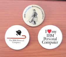 VTG IBM Portable Personal Computer Promo Pinback Back Buttons (Set of 3)