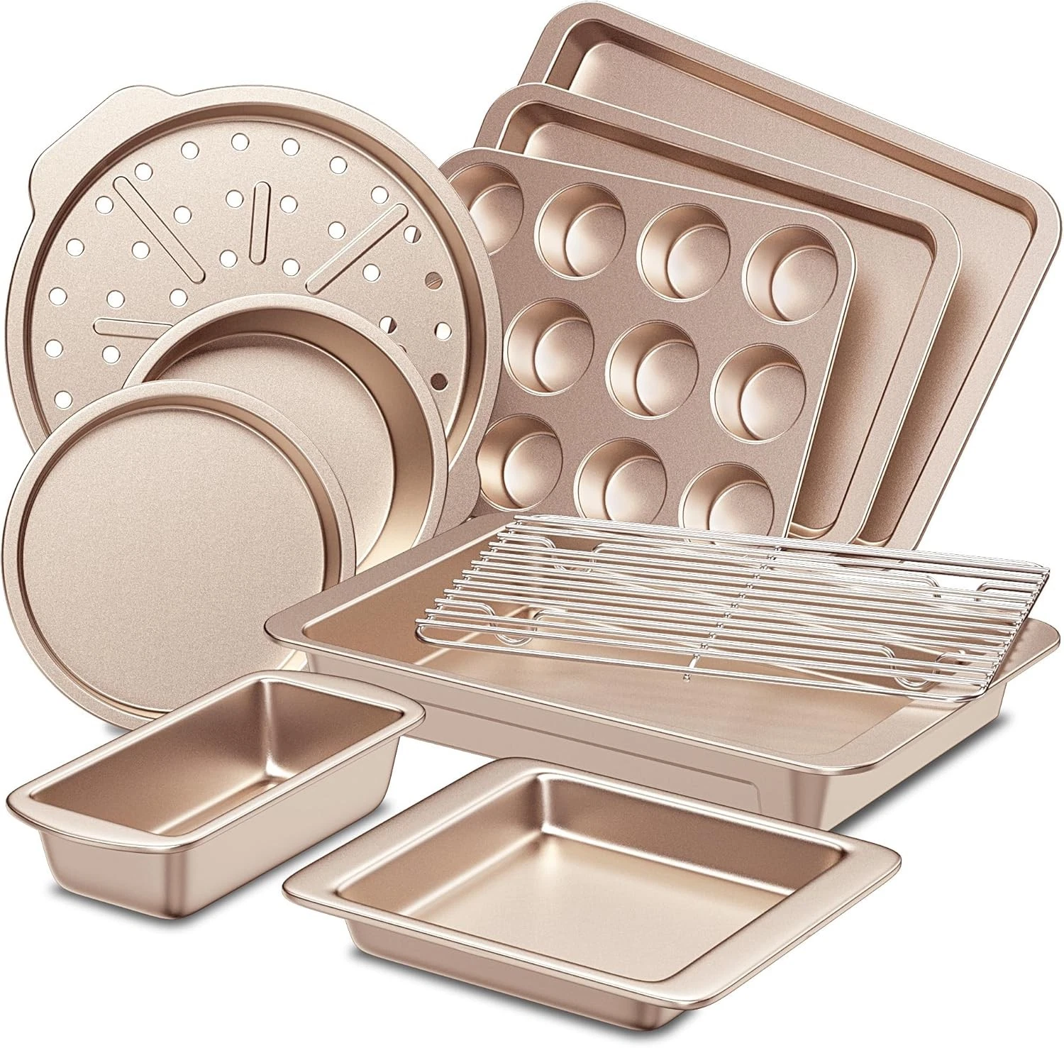 Bakeware Sets Baking Pans Set Nonstick Oven Pan Kitchen W/ Wider Grips 10-Piece