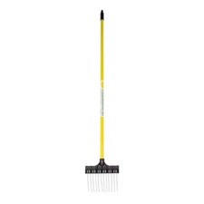 55 In. Yellow Fiberglass Handle 9 In. Shrub Rake