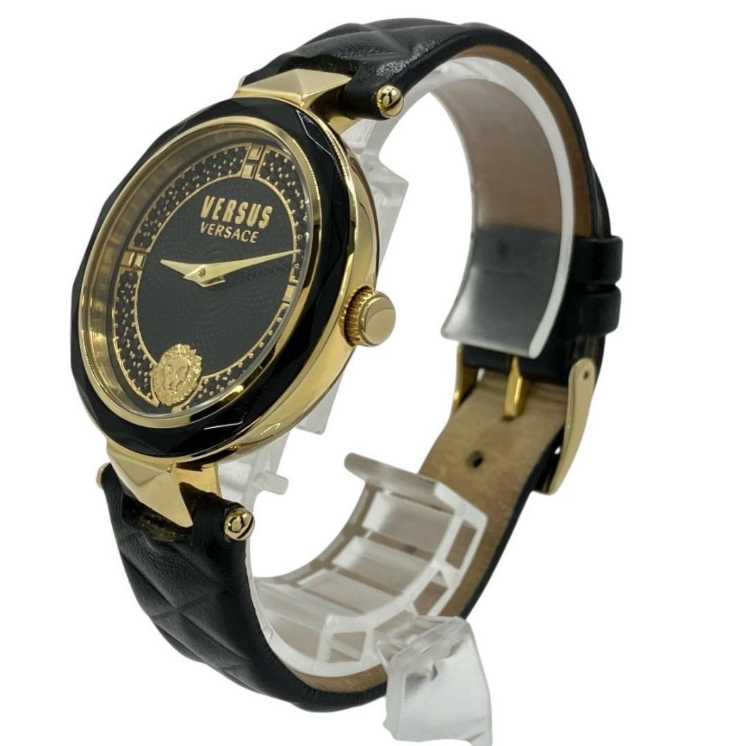Versus Versace Quartz Watch Black Dial Gold Lion Rhinestone 