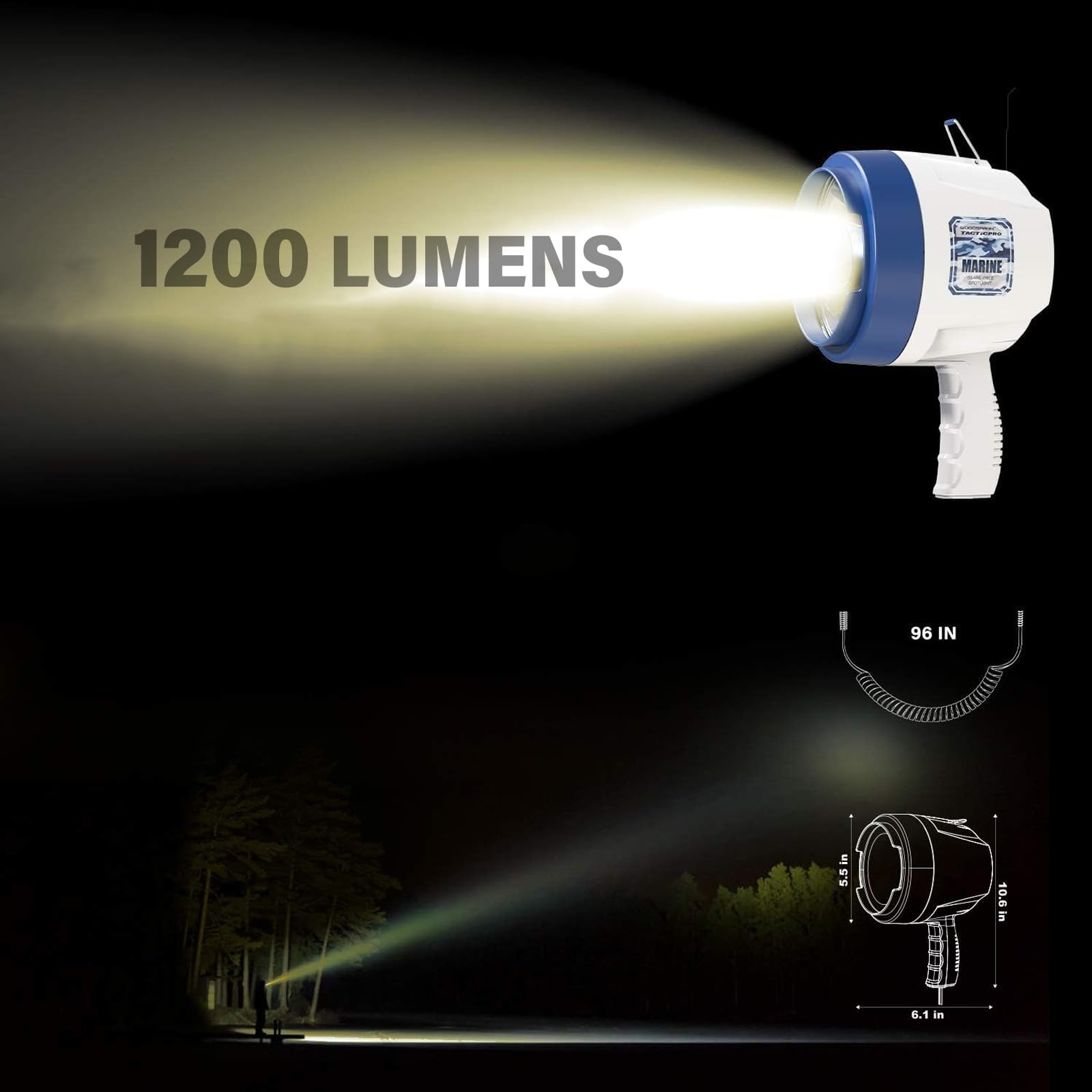 GOODSMANN Marine Spotlight Corded Handheld Corded Spot Lights for Boats 12 Vo...