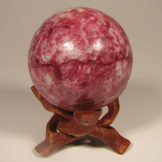 48mm Rare Pink THULITE Gemstone Sphere Ball w/ Stand Tanzania