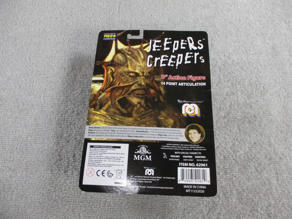 Boneco de ação Jeepers Creepers 8 polegadas 14 pontos articulação Mego Monsters lacrado - Imagem 2 de 4