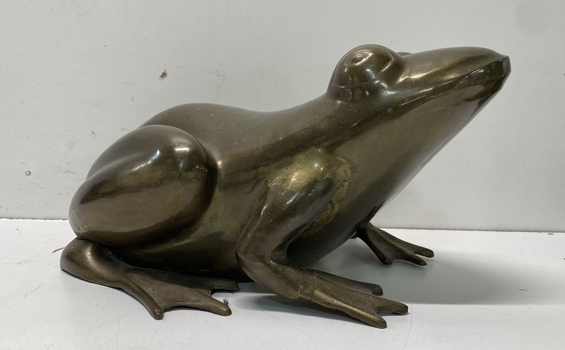 Frog Sculpture Home Decor Bronze Tone Figurine Tabletop Ornament Statue