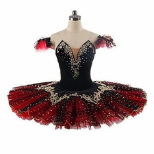 Adult Women Black Red Ballet Platter Pancake Dress Girls Kids Ballerina Costume
