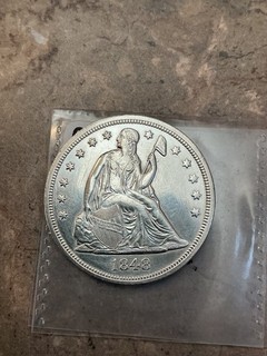 1848 p SEATED LIBERTY SILVER DOLLAR AMAZING COIN UNC RARE IN THIS CONDITION