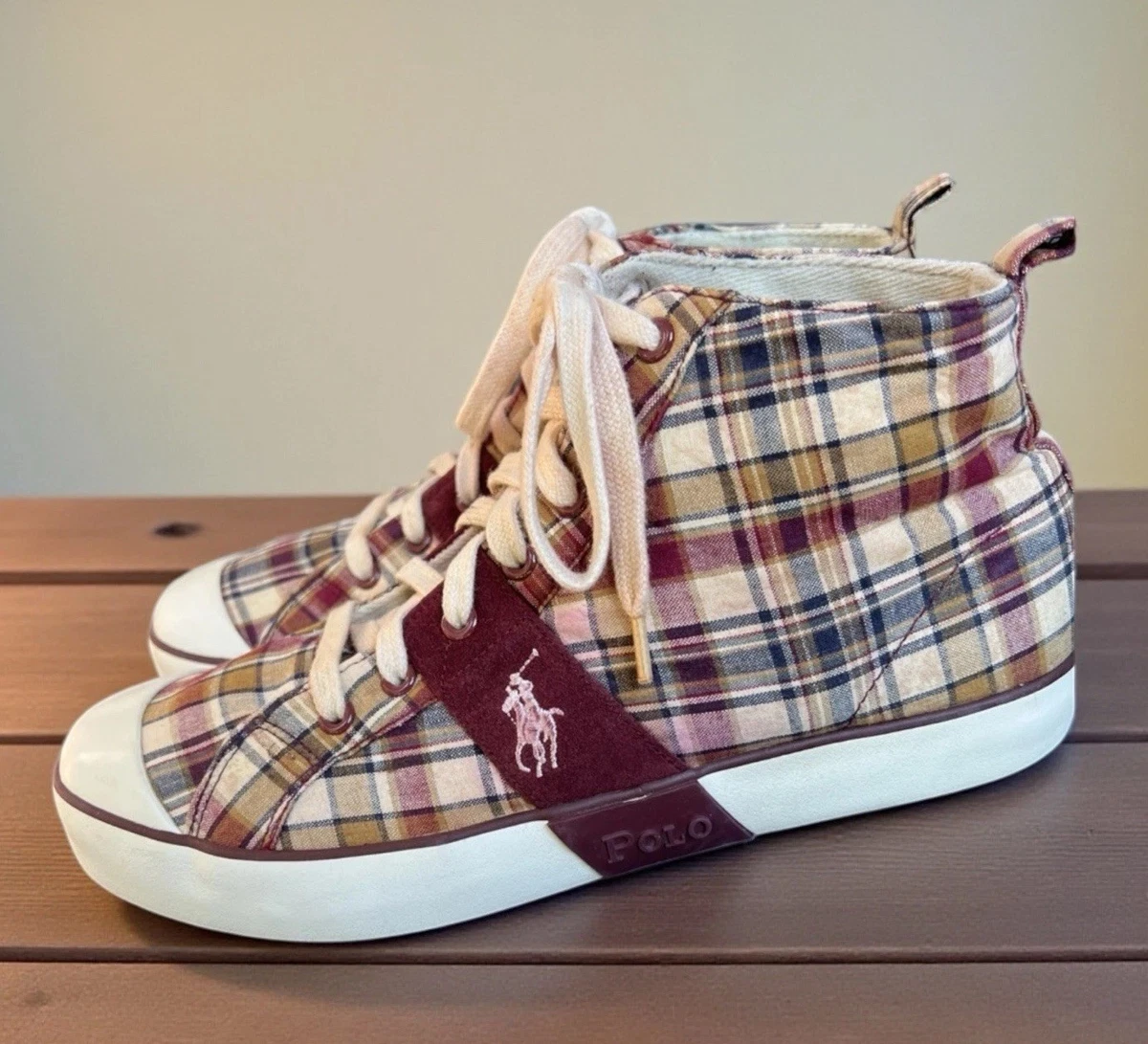 Polo Ralph Lauren Gardener Plaid Sneakers Burgundy Ralph Lauren Pastel Plaid Madras Women main image 2