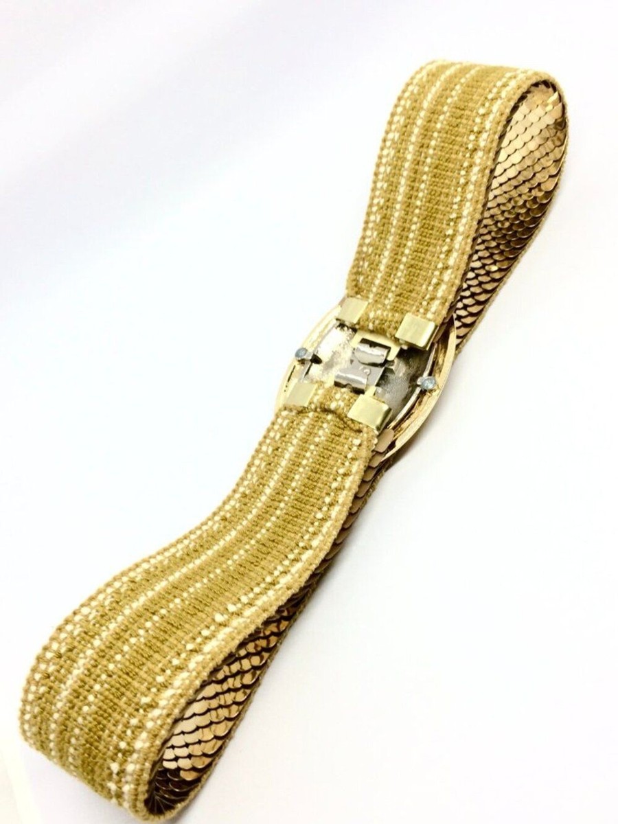 VINTAGE GOLD TONE Stretch Belt Day Lor Wide Scale Statement Disco Waist Cinch VINTAGE GOLD TONE Stretch Belt Day Lor Wide Scale Statement  main image 4