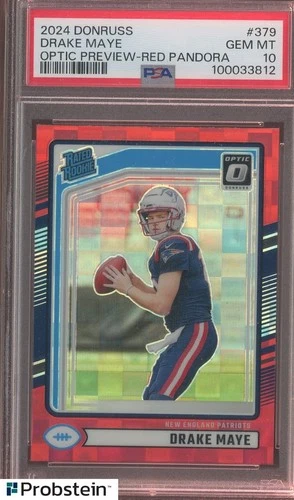 2024 Donruss Optic Preview Red Pandora Prizm Drake Maye RC Rookie PSA 10