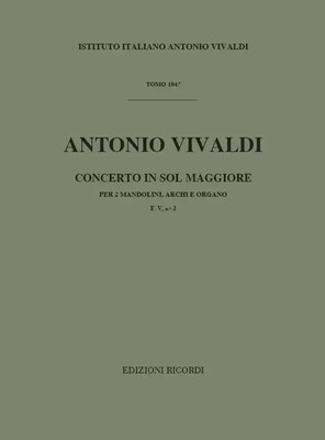 Antonio Vivaldi | Concerto Per Mandolino, Archi E B.C.: | Partitur | Ricordi