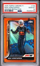 Max Verstappen 2025 Topps Chrome Orange Refractor  F-1 #/25 Psa 10 Pop 1