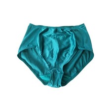 Vintage Teal Liquid Satin Hi-Cut Brief Panties Size Medium WET LOOK