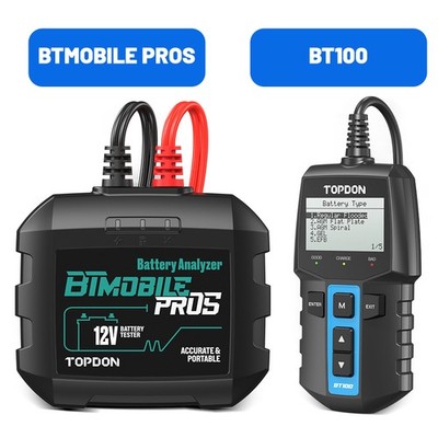 TOPDON BT100 & BTMobile PROS 12V Car Battery Tester Bluetooth Load Analyzer Tool