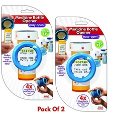 Jokari Medicine Bottle Cap Opener Easy Open w/ 4X Magnifier 2 Count Free Ship