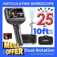 10ft Flexible Tube 360 2-Way Articulating Borescope Endoscope Inspection Camera