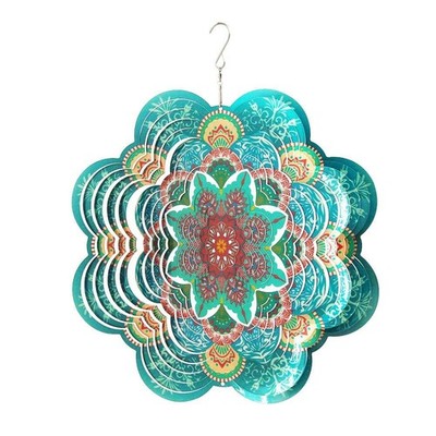 3D Stainless Steel Wind Spinner - 12-Inch Mandala Flower Garden Decor