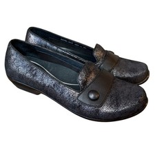 Dansko Clog Olena Leather Pewter Metallic Suede Professional Shoe Women's Sz 38