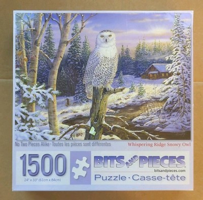 1500 Piece Puzzle ''Whispering Ridge Snowy Owl'' 24'' x 33'' Bits and Pieces Sealed