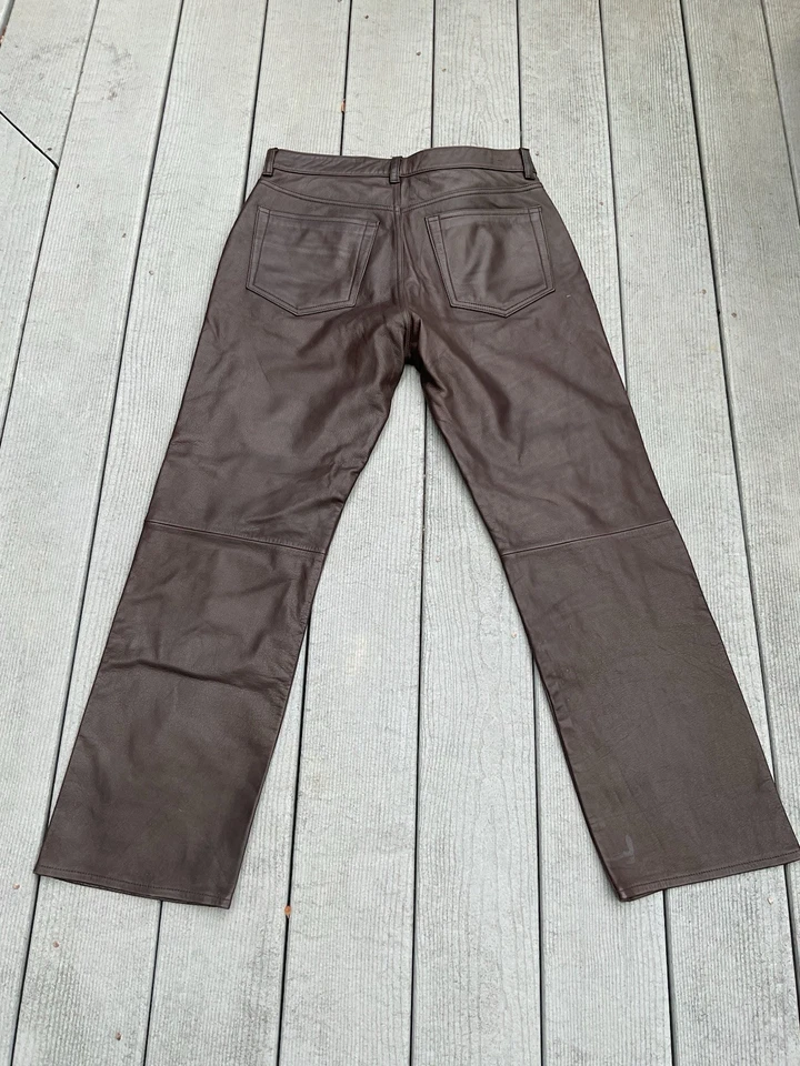 "Pantalones vintage GAP de cuero genuino marrón corte bota para hombre 33x29""" Foto 2 de 4