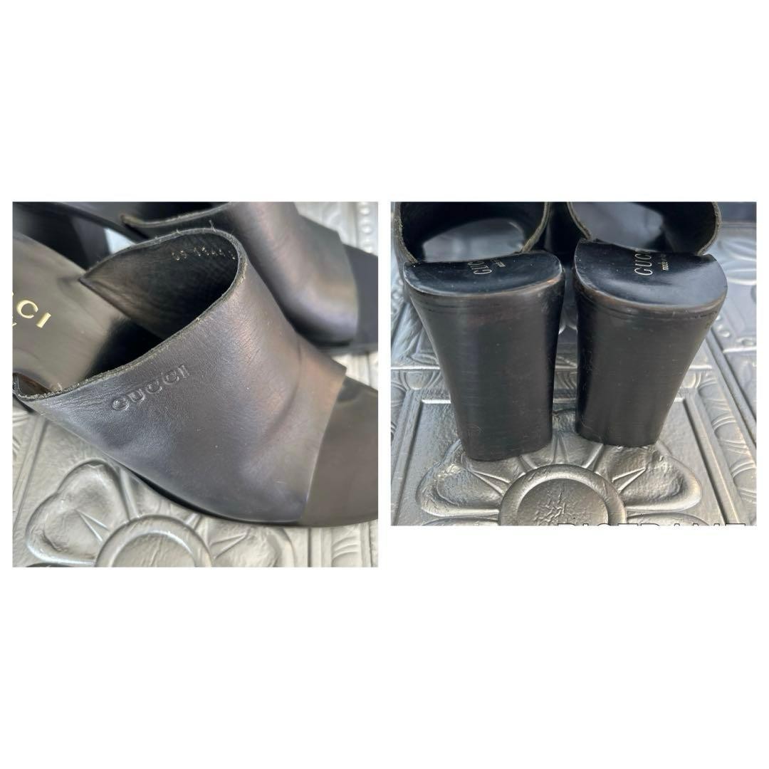 GUCCI Mules Sandals Heel Leather Black EU36.5/US6.5 116125c thumbnail 7
