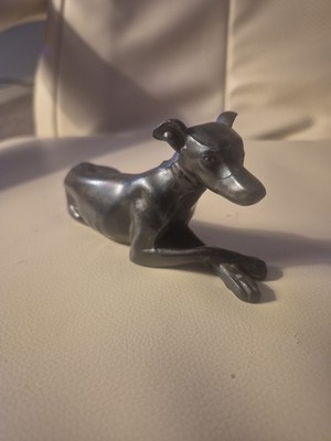 Antique Hollow Cast White Metal Spelter Great Dane Figurine 5 1/2 Long Made USA