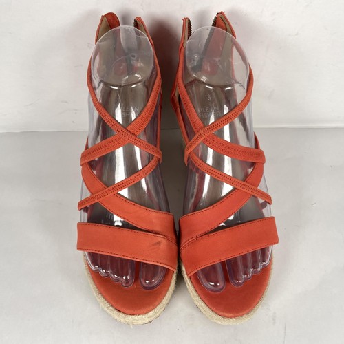 Scarpe Eileen Fisher donna taglia 6 rosso nabuk espadrillas zeppa sandali con cinturino - Foto 4 di 9