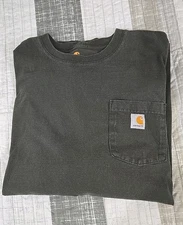 Carhartt 104430 - Heavyweight Logo Graphic Long Sleeve Pocket T-Shirt Sz 2XL Blk