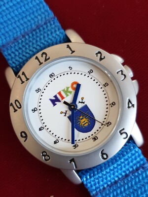 Kinder Armbanduhr Sport Name * NIKO * , Quarz Textilband blau, Klickverschluss